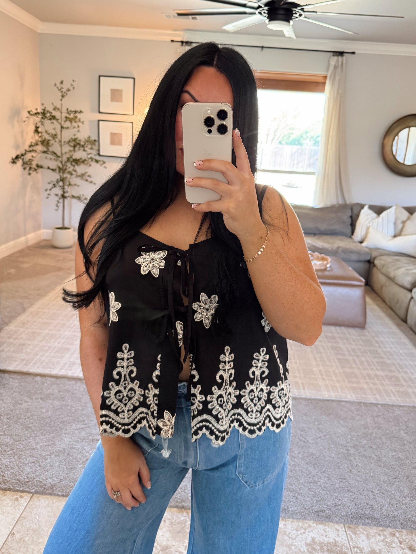 Poppy Eyelet Embroidered Top