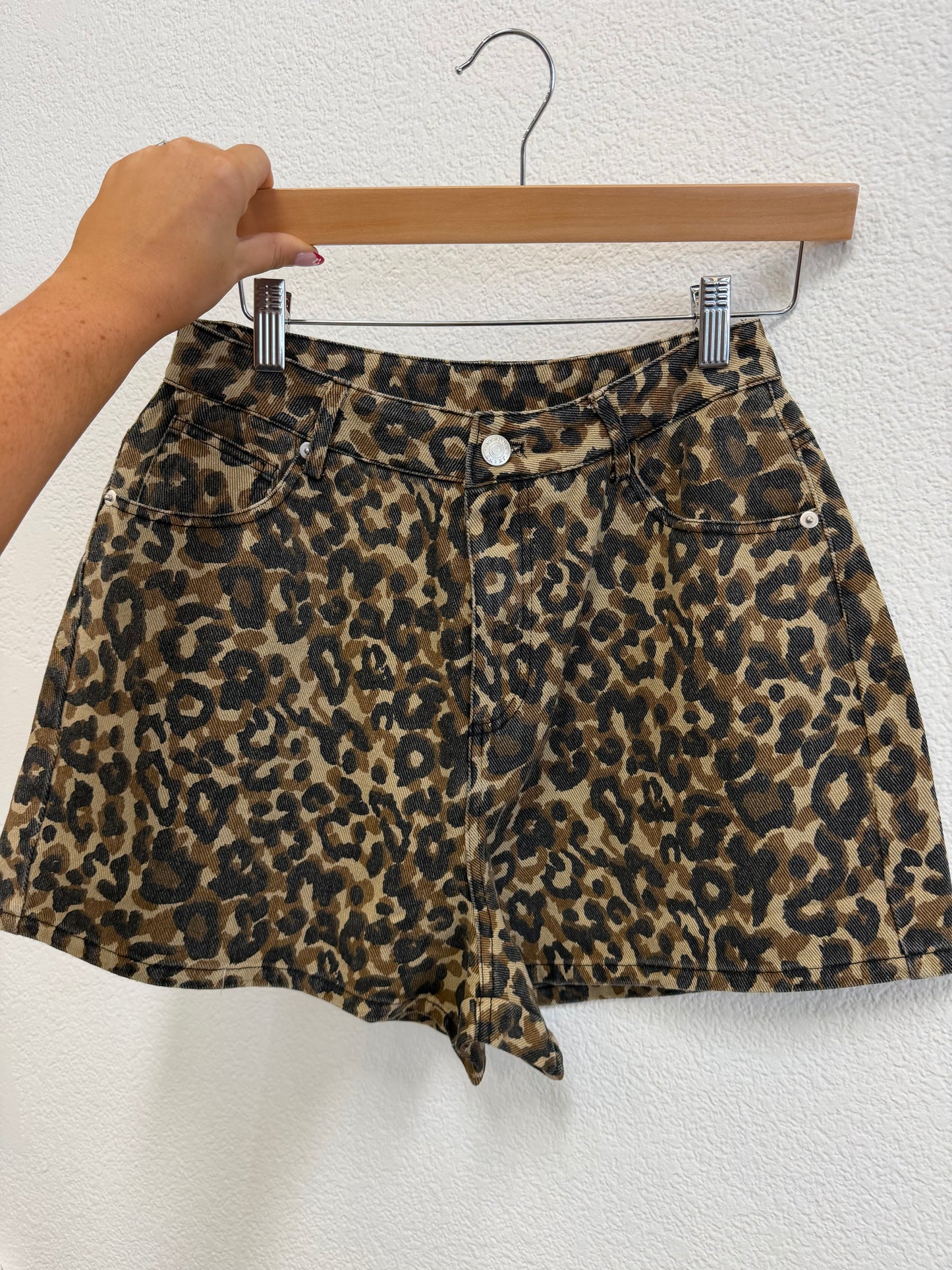 Wild Leopard Denim Shorts