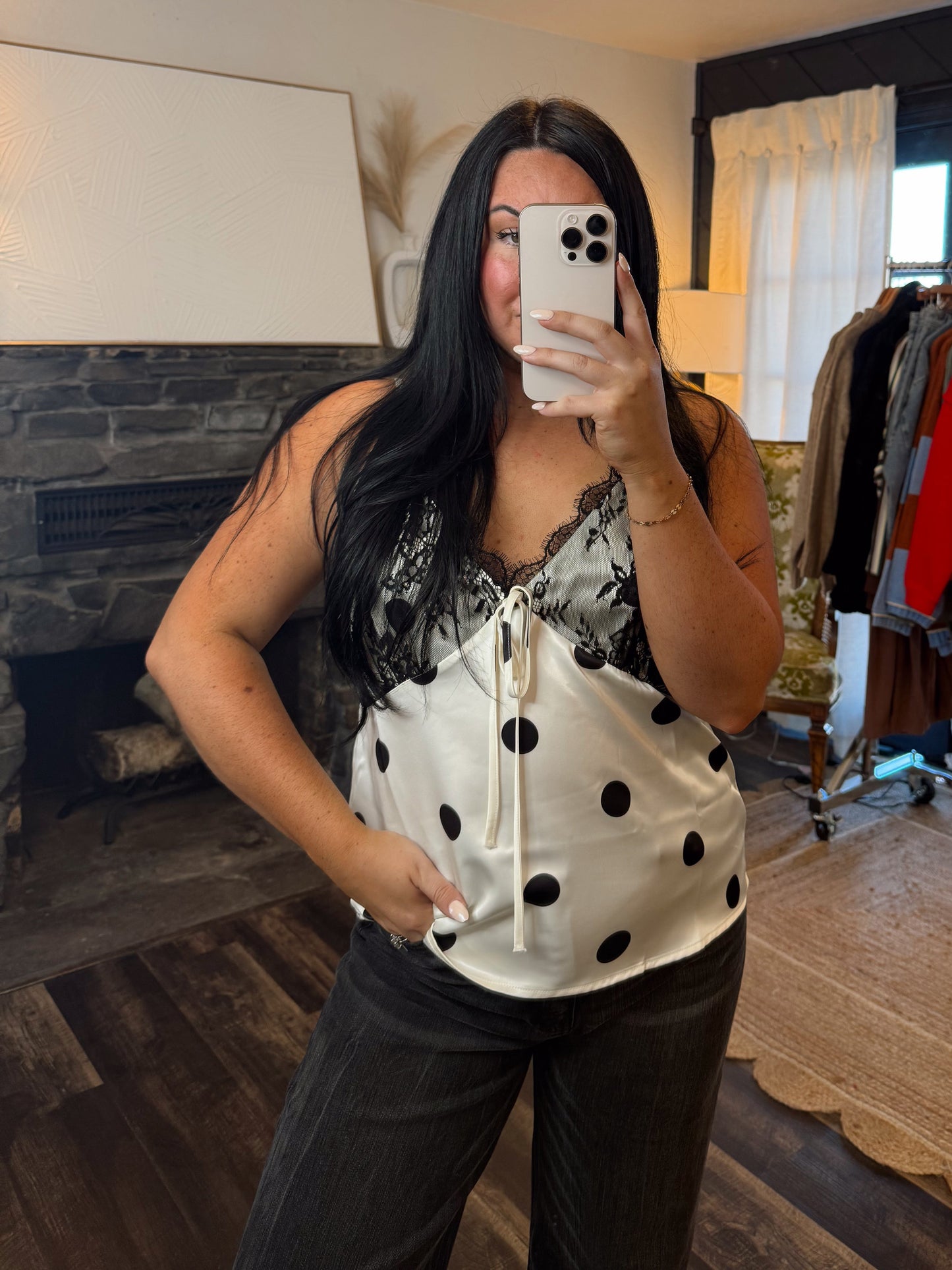 Satin Polka Dot Tank Top