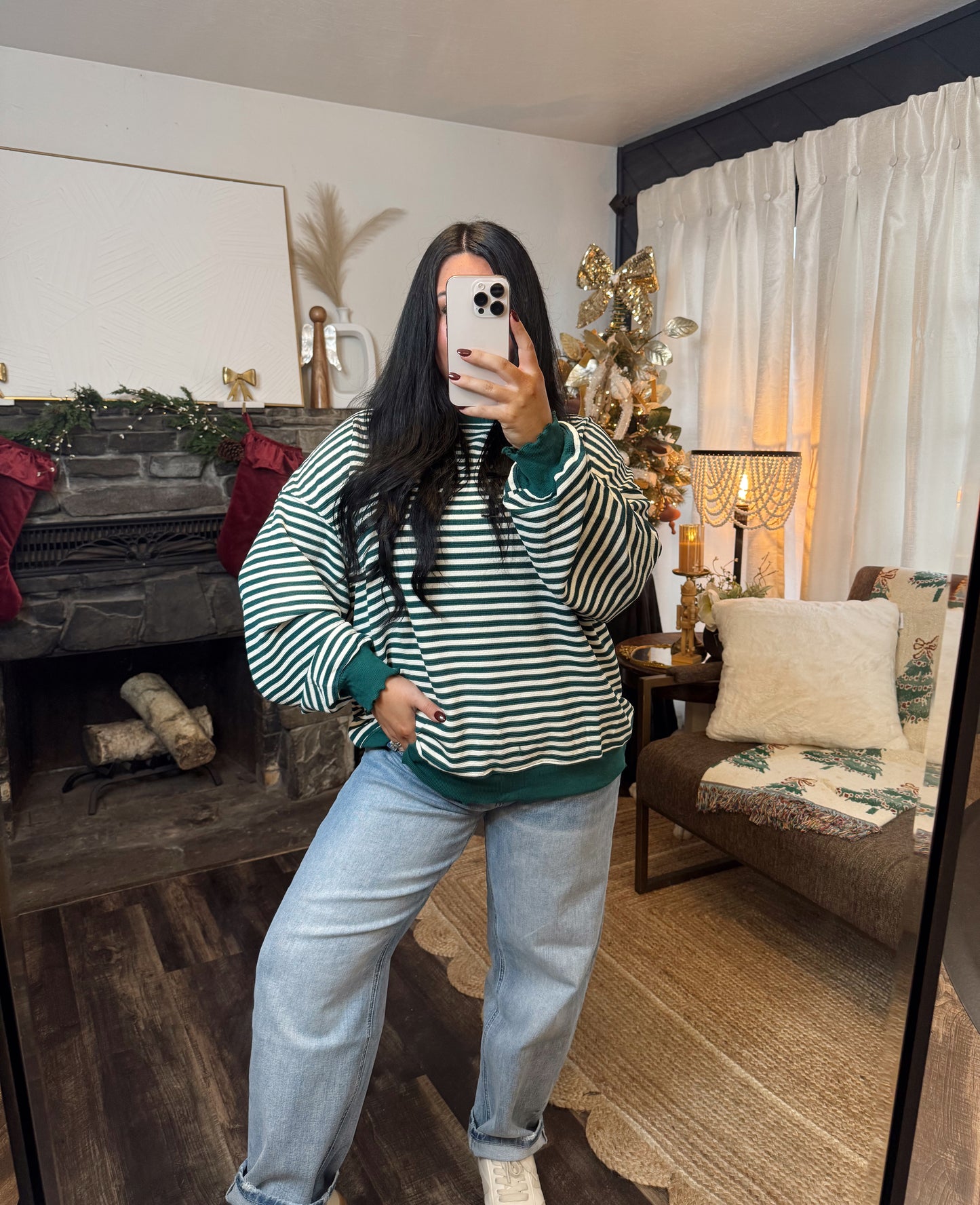 Emerald Stripe Long Sleeve Top