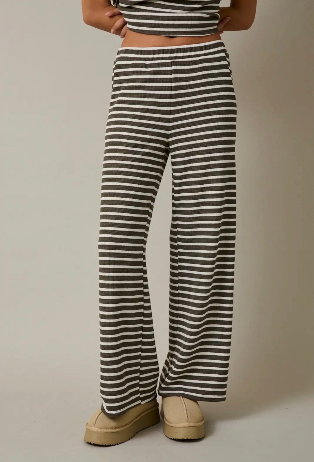 Olive Cream Stripe Set