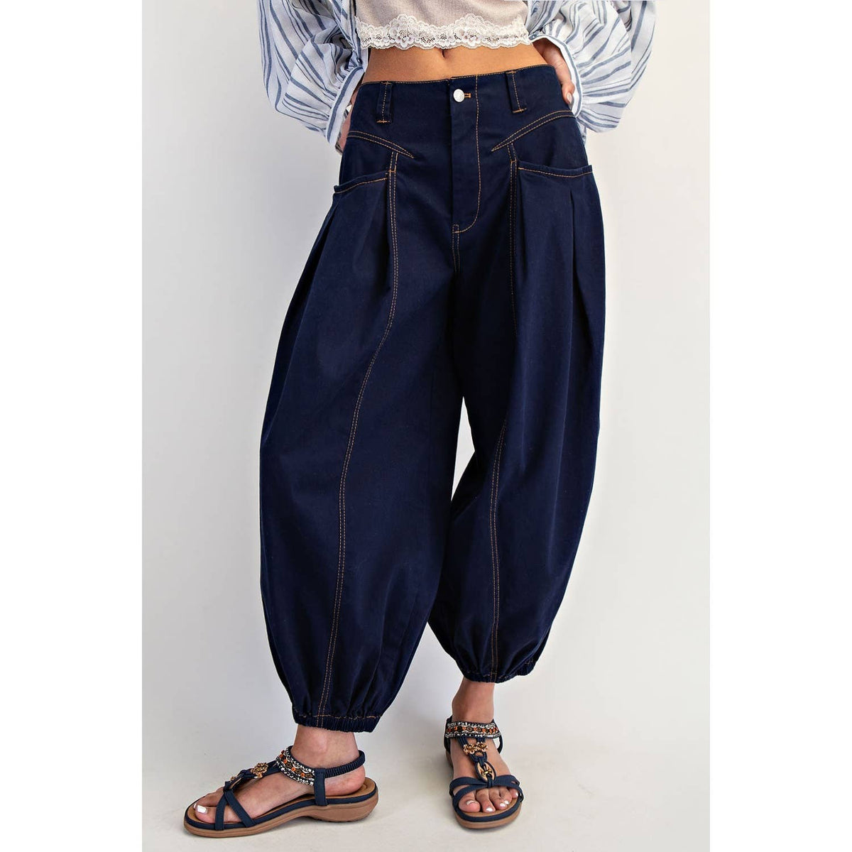 Dark Wash Balloon Pants