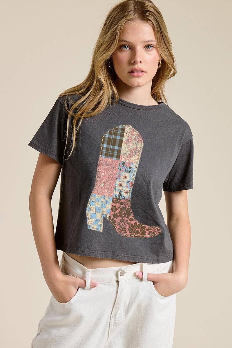 Quilted Cowboy Boots Graphic Seamless Faux Crop