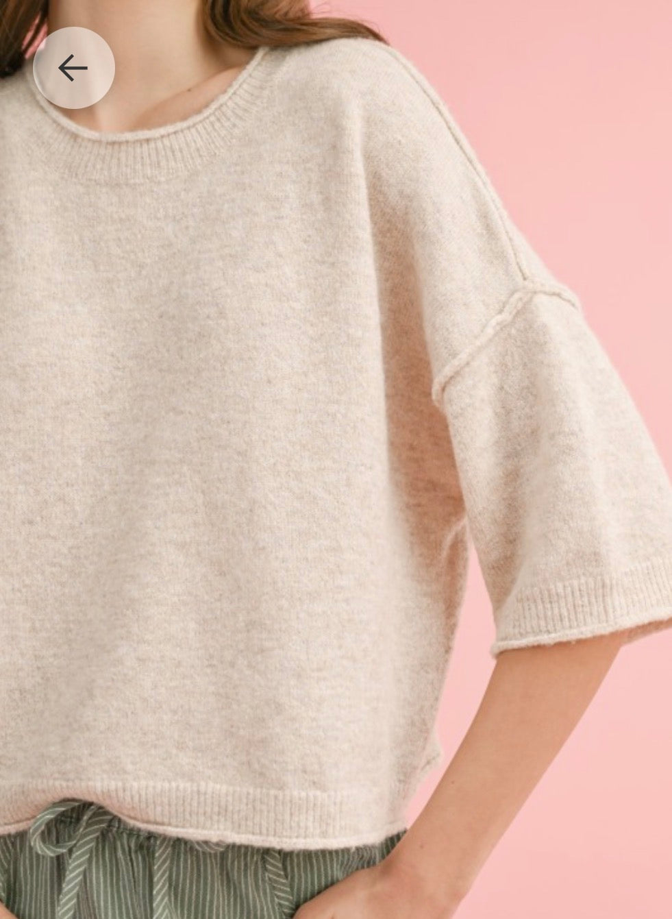 Oatmeal Short Sleeve Sweater