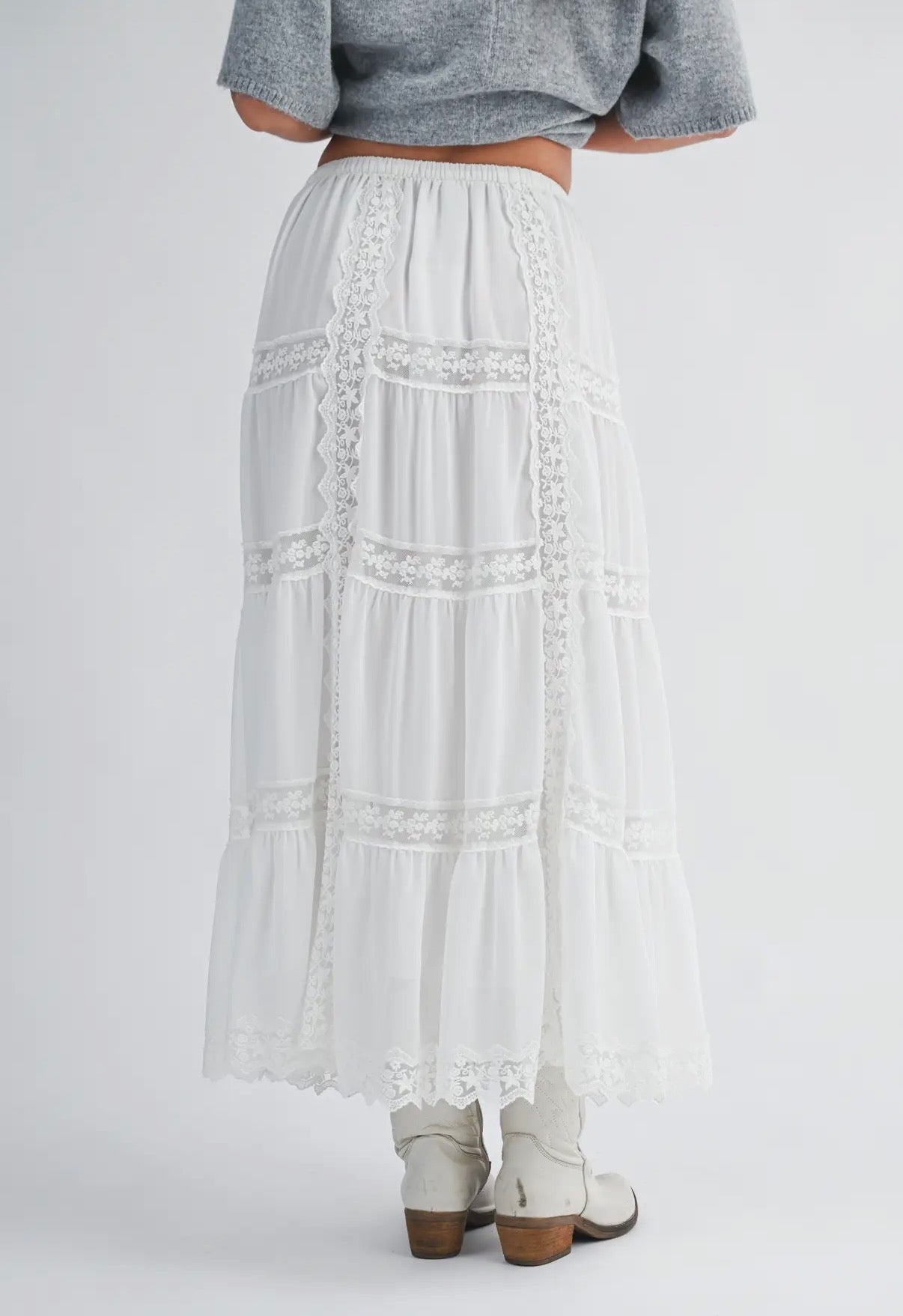 Lace Trim Maxi Skirt