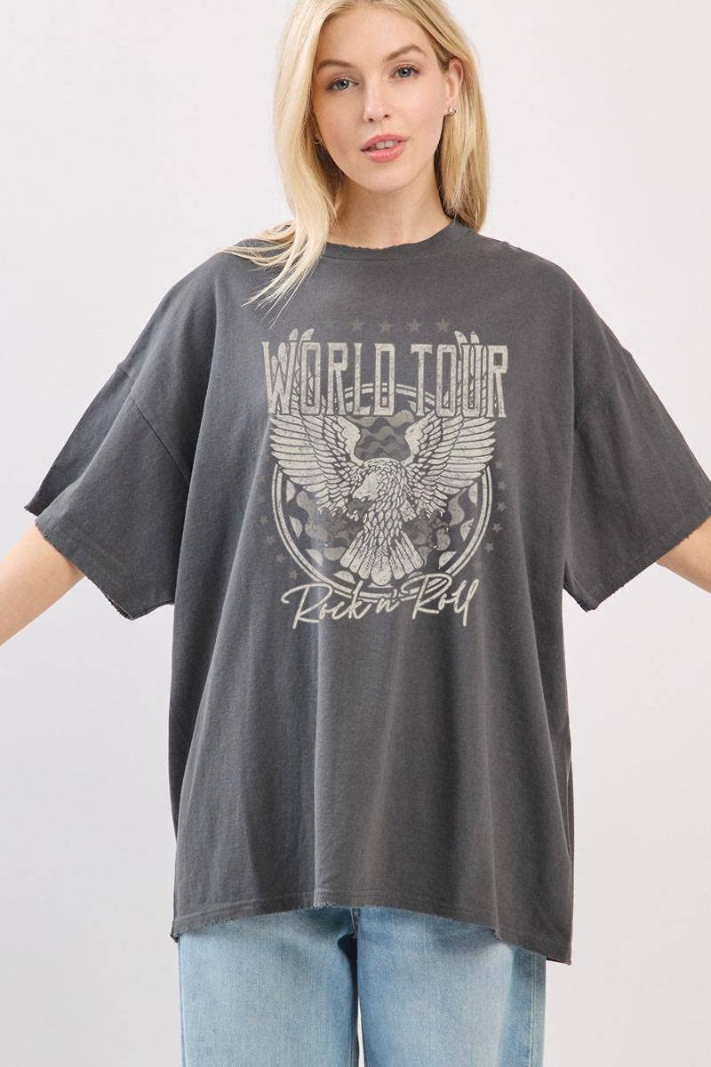 World Tour RockNRoll Eagle Graphic Oversized Seamless Box Te