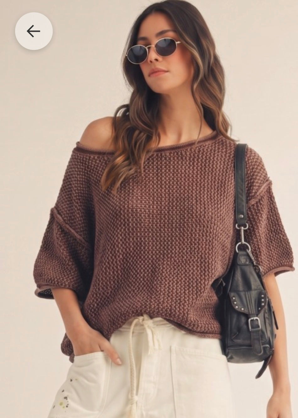Washed Vintage Mocha Sweater Top