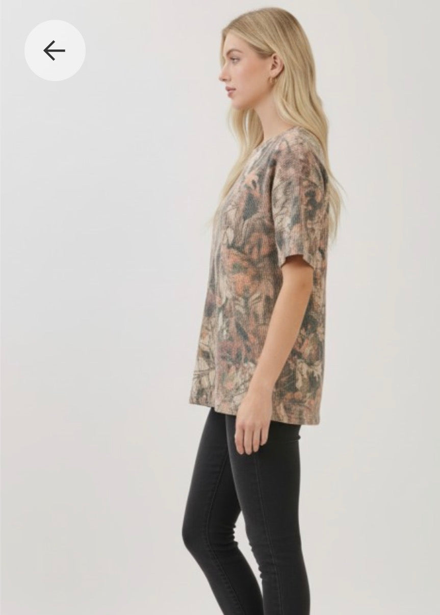 Oversized Ribbed Camo Tee Shirt