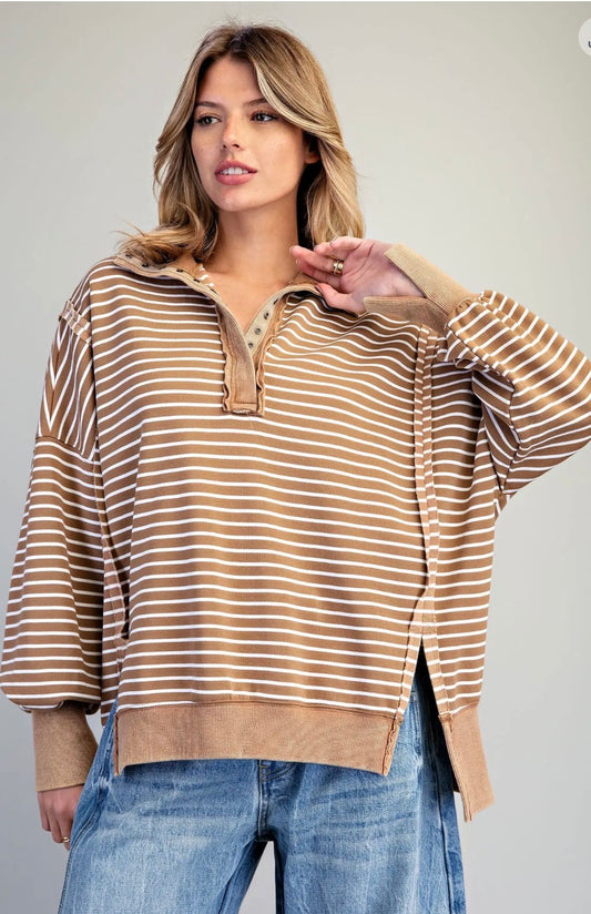 Striped Snow Washed Pullover