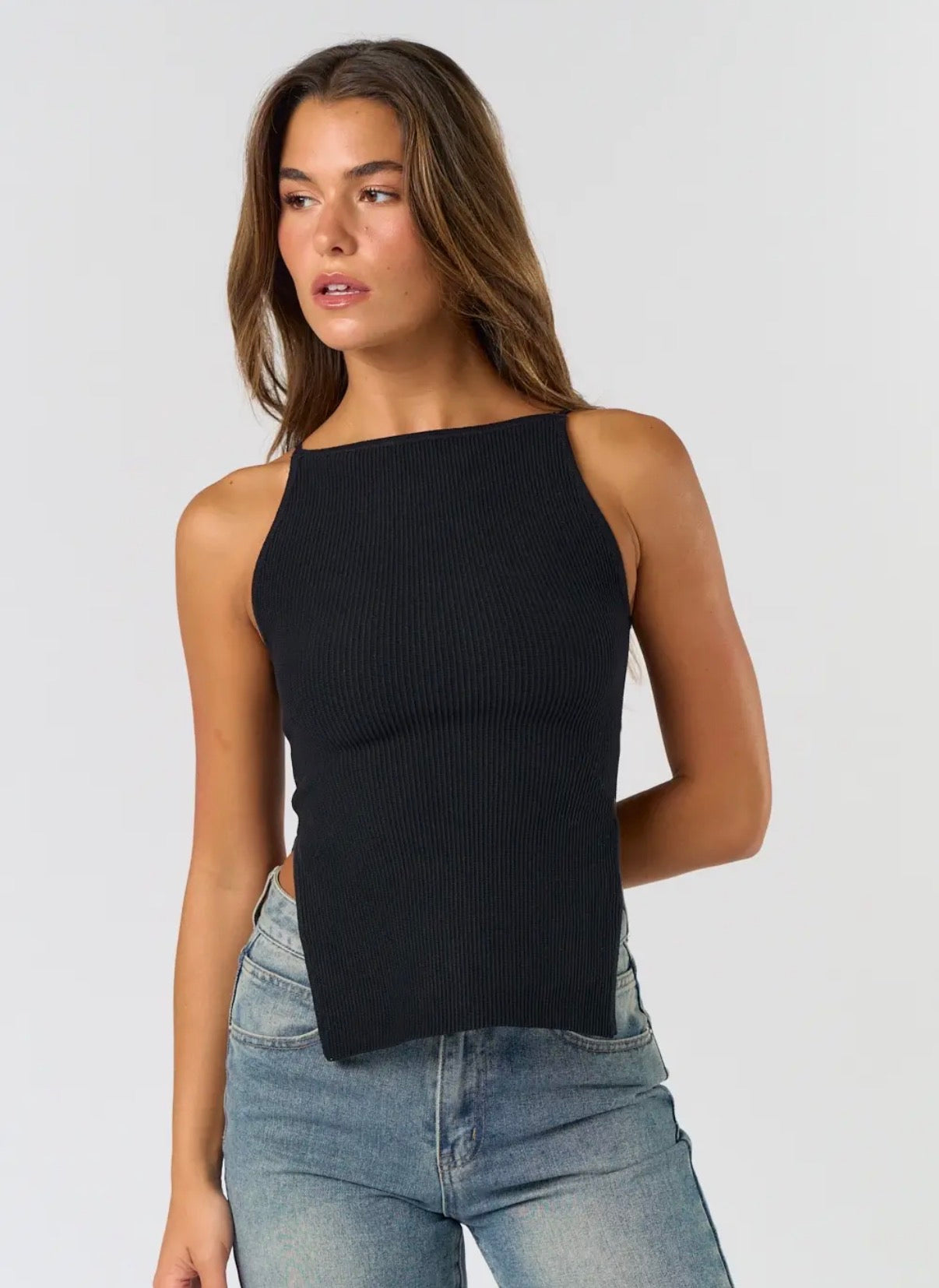 Hadley Ribbed Split Hem Tank Top