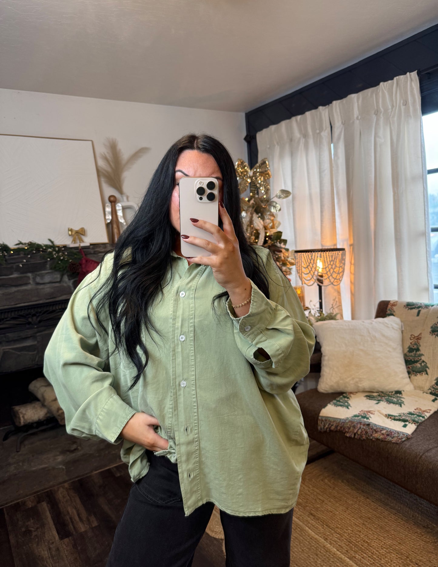 Sage Button Up Collar Shirt