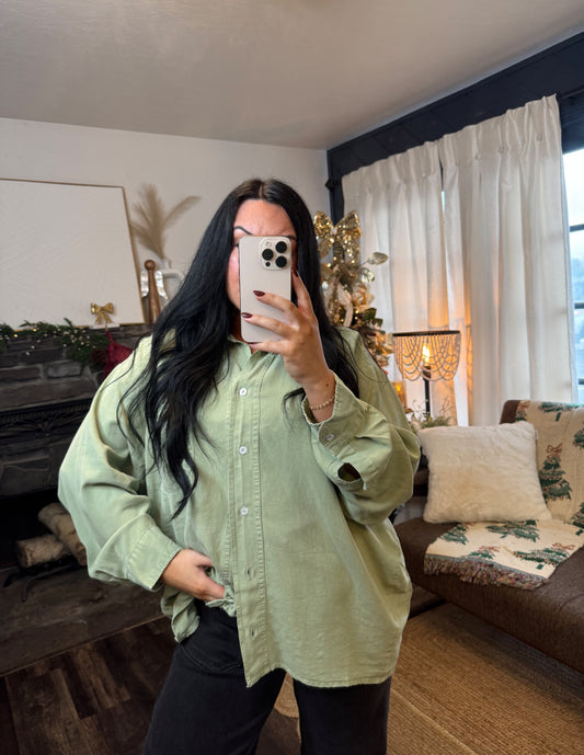 Sage Button Up Collar Shirt