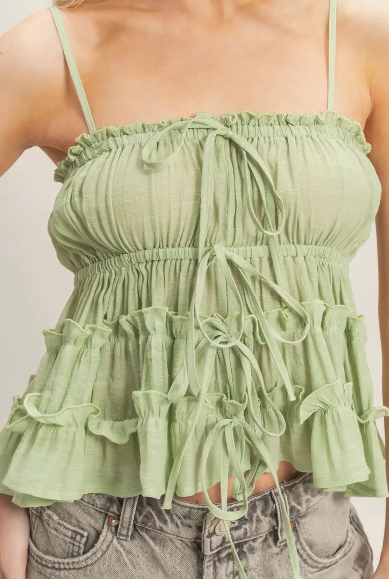 Ruffled Tie Front Cami