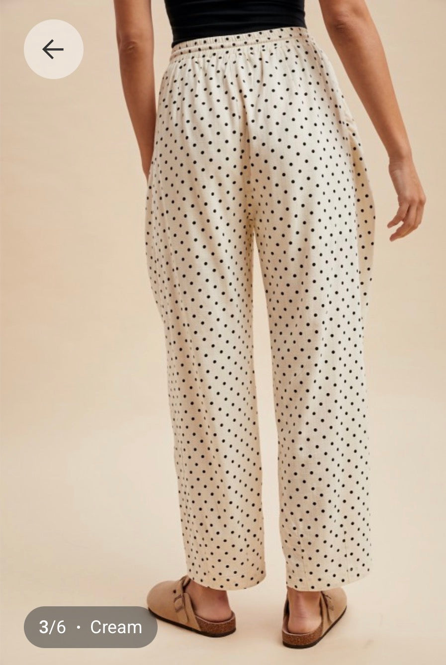 Linen Polka Dot Barrel Pants