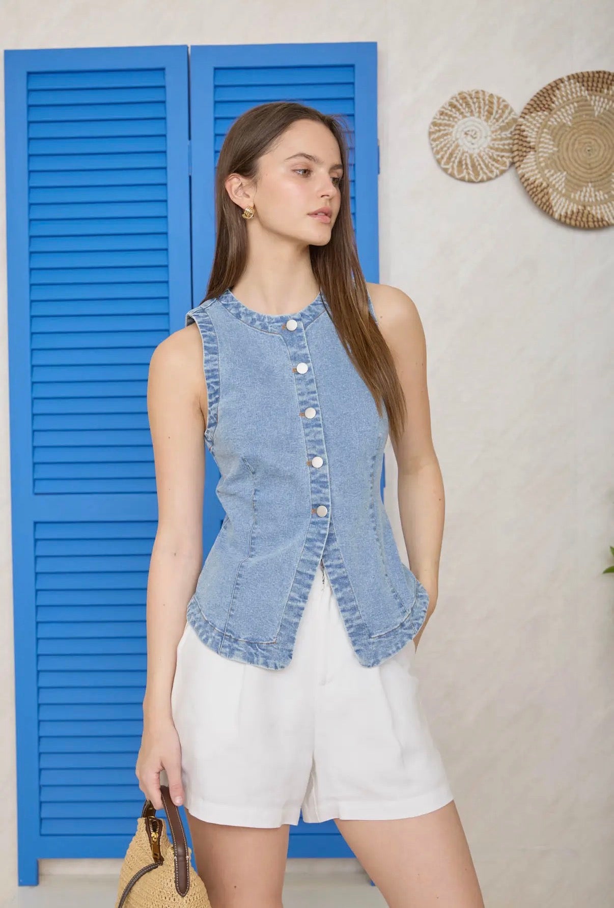 Denim Button Down Vest