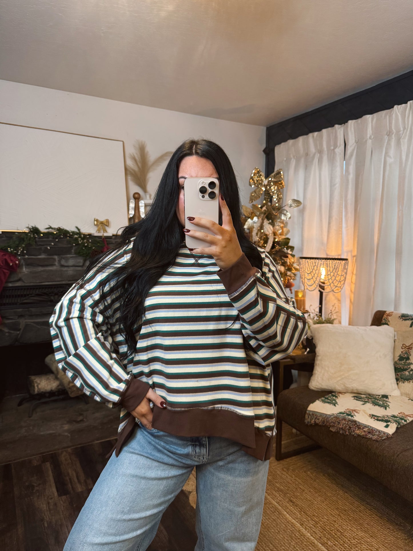 Multi-Stripe Contrast Knit Top