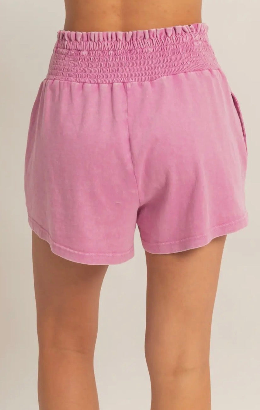 Smocked Waist Shorts Fuchsia