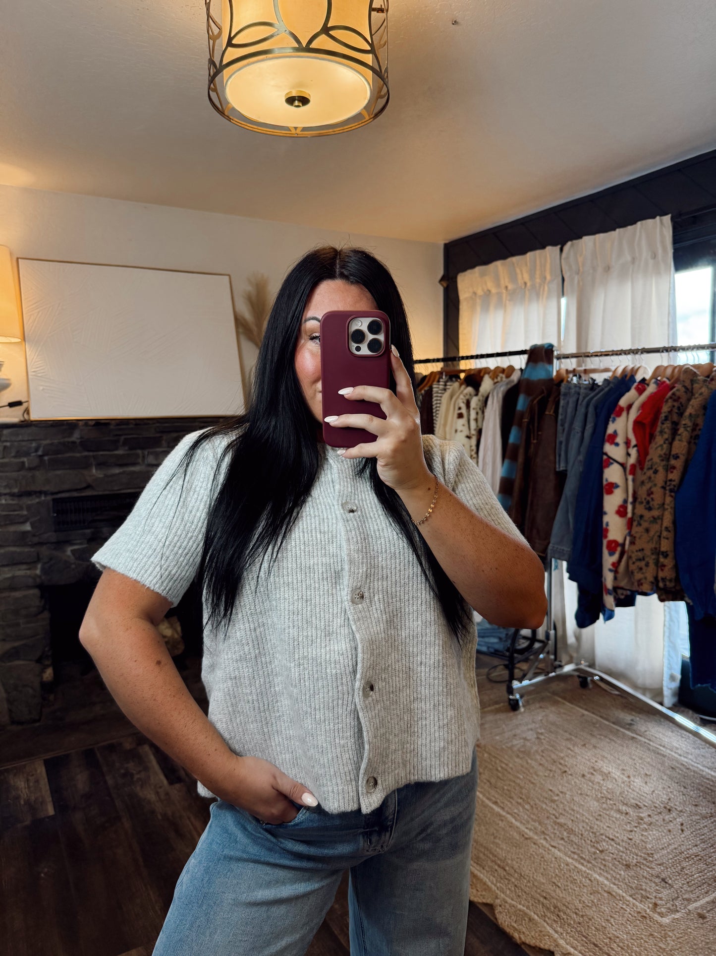 Short Sleeve Button Cardigan