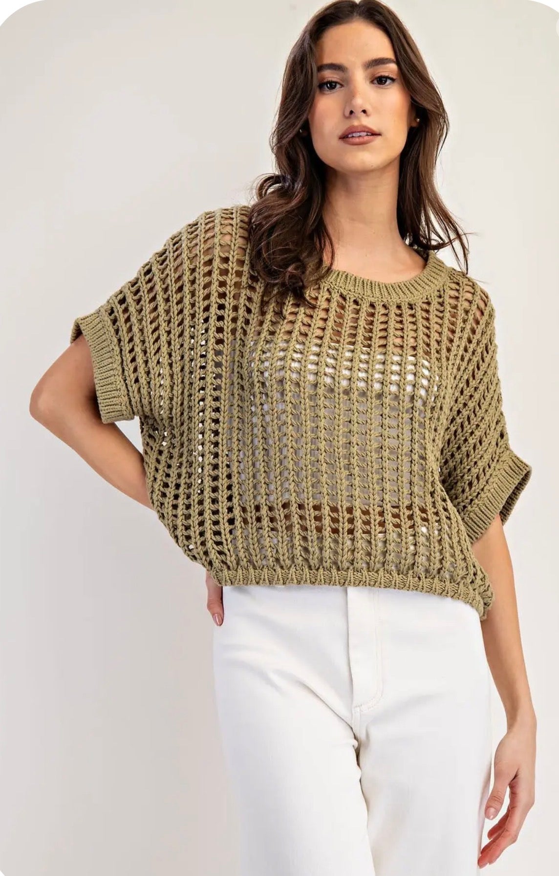 Crochet Knit Short Sleeve Top