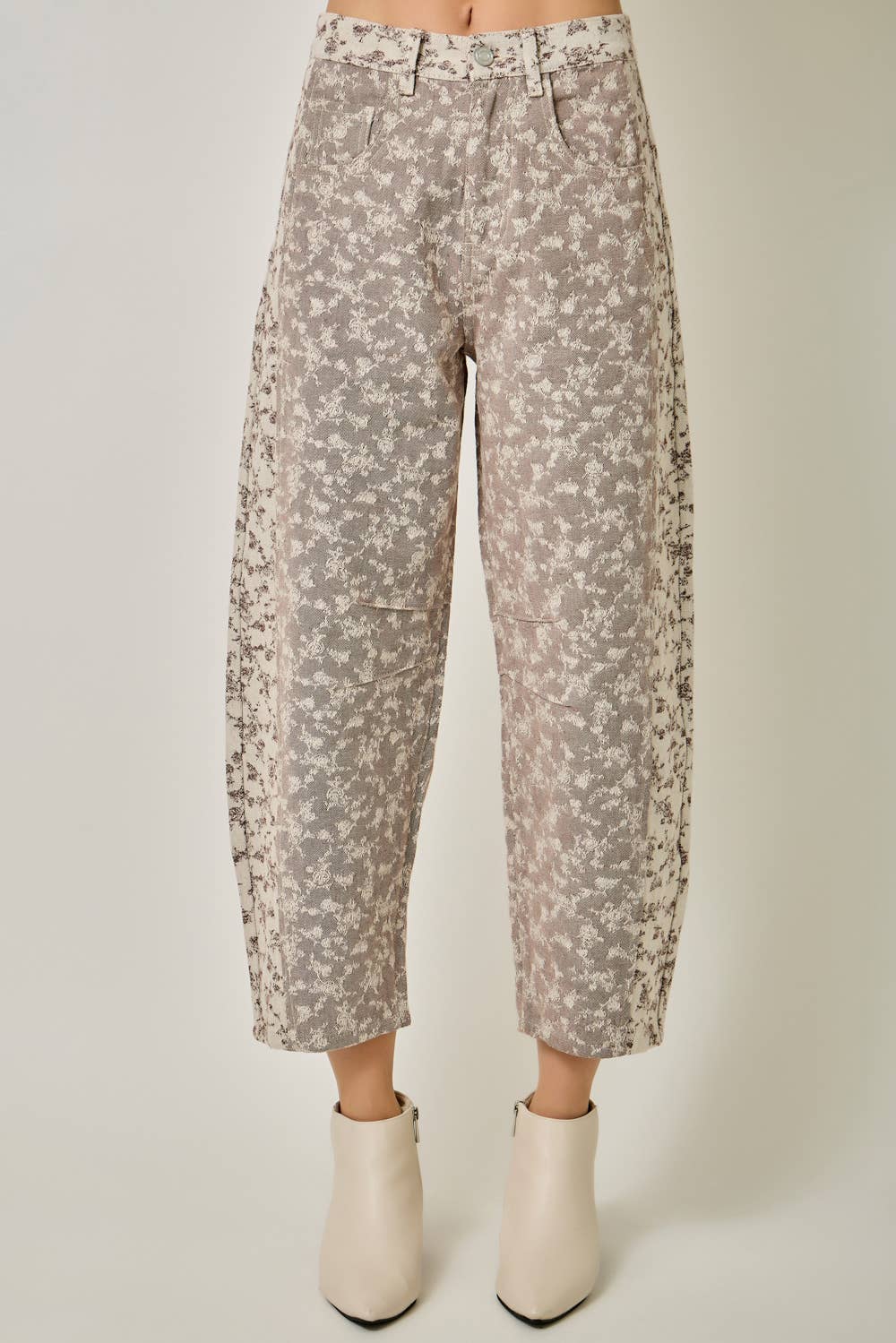 Dusty Floral Denim Barrel Pants