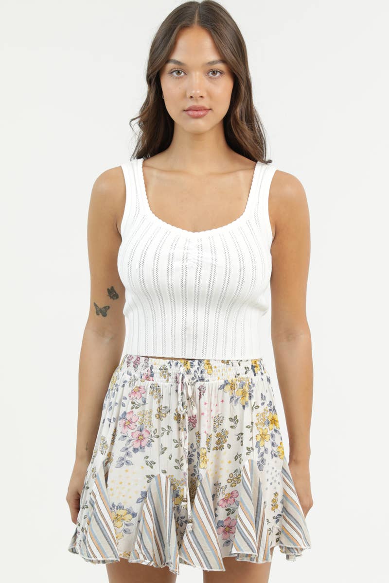 TWIN PRINT GODET SHORTS