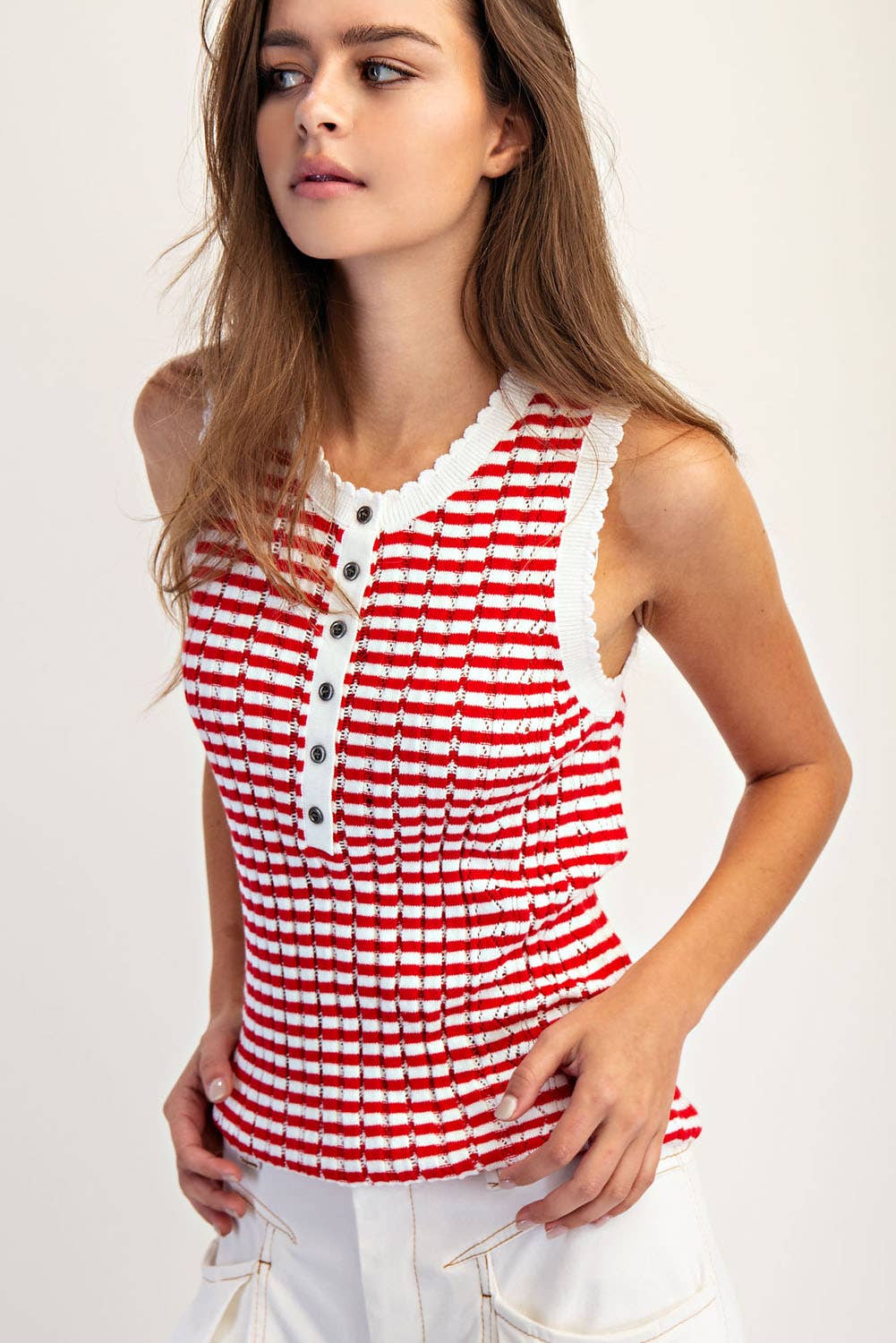 STRIPE TANK TOP POINTEL SWEATER TOP