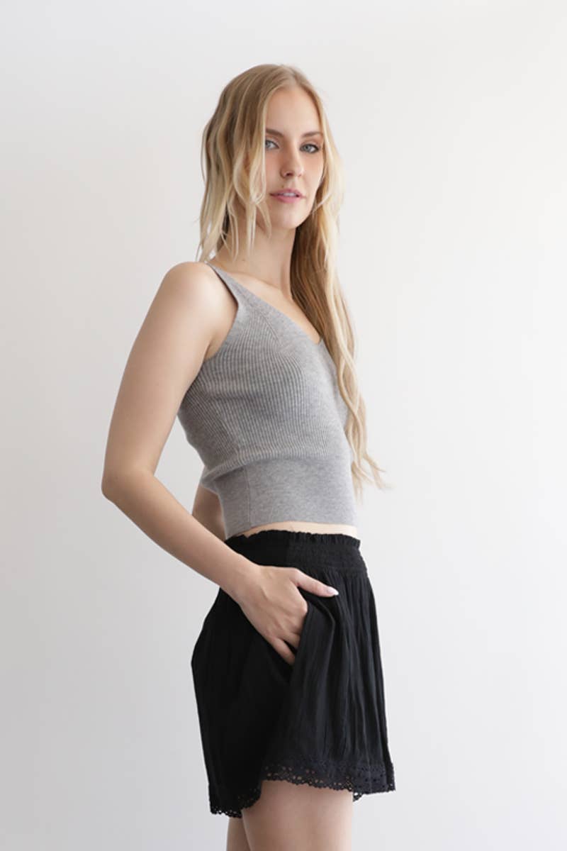 ASIS CROCHET TRIM SHORTS