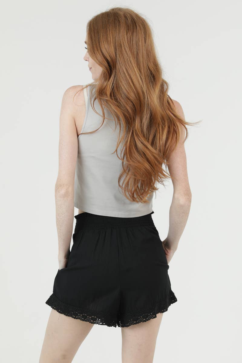 ASIS CROCHET TRIM SHORTS