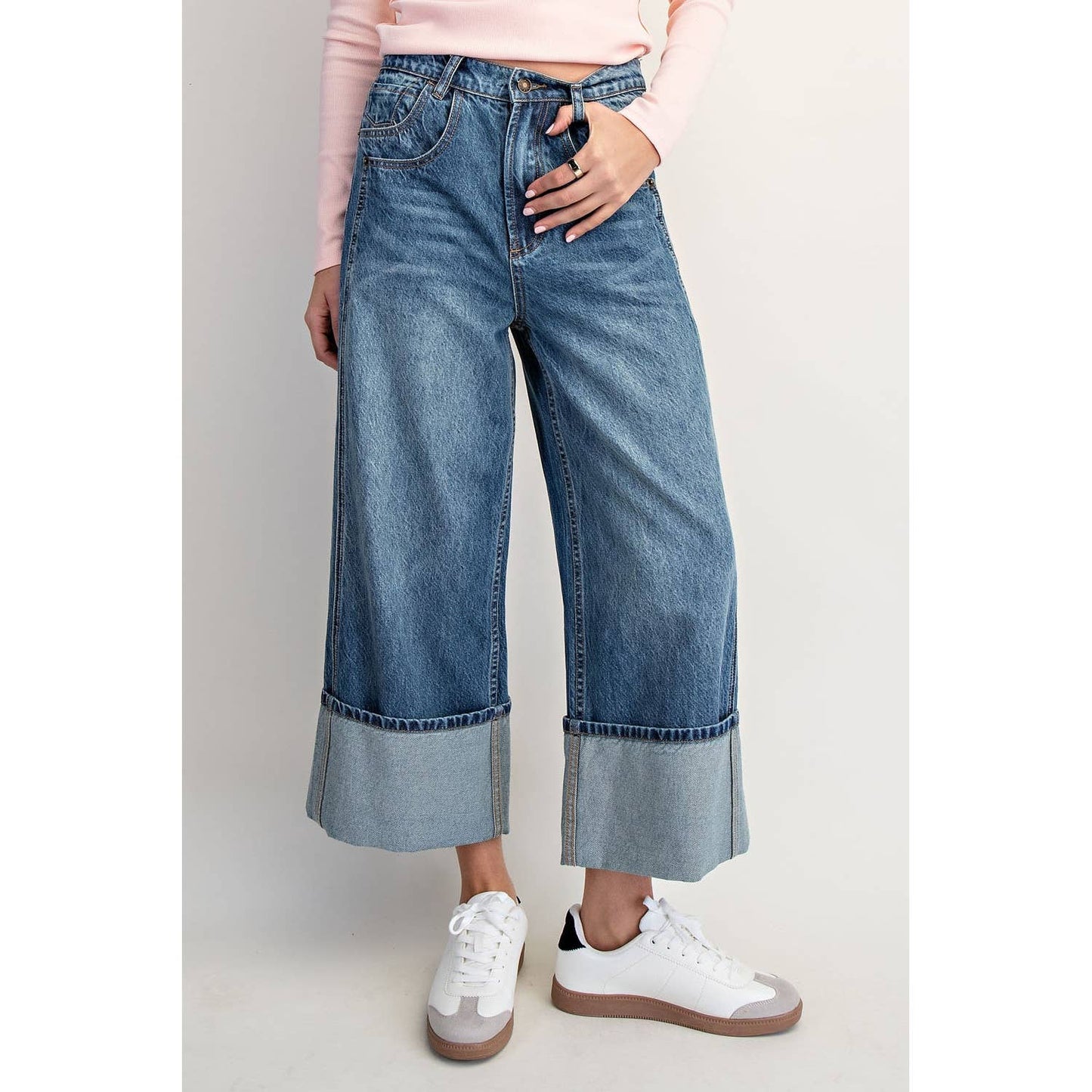 FINAL COUNTDOWN CUFFED LOW-RISE JEANS