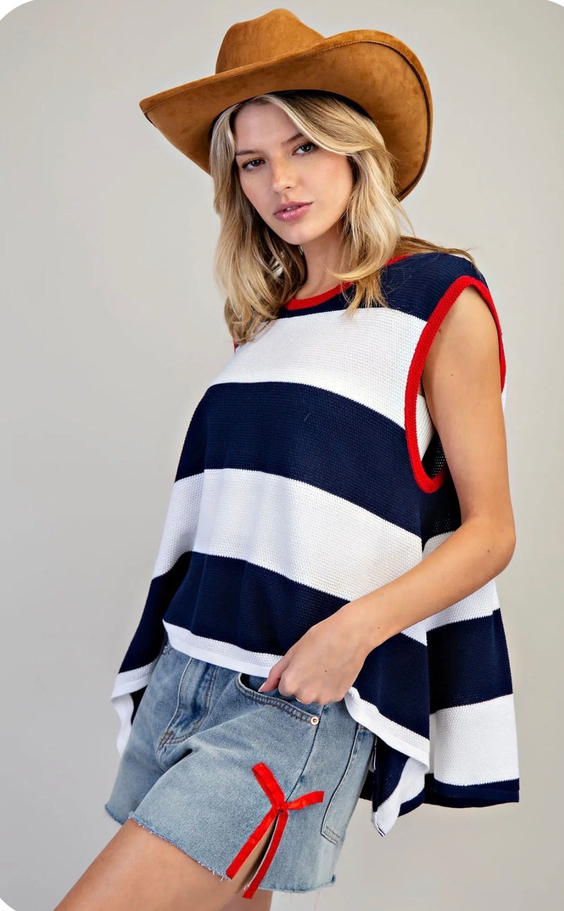 Striped Shark Bite Knit Top