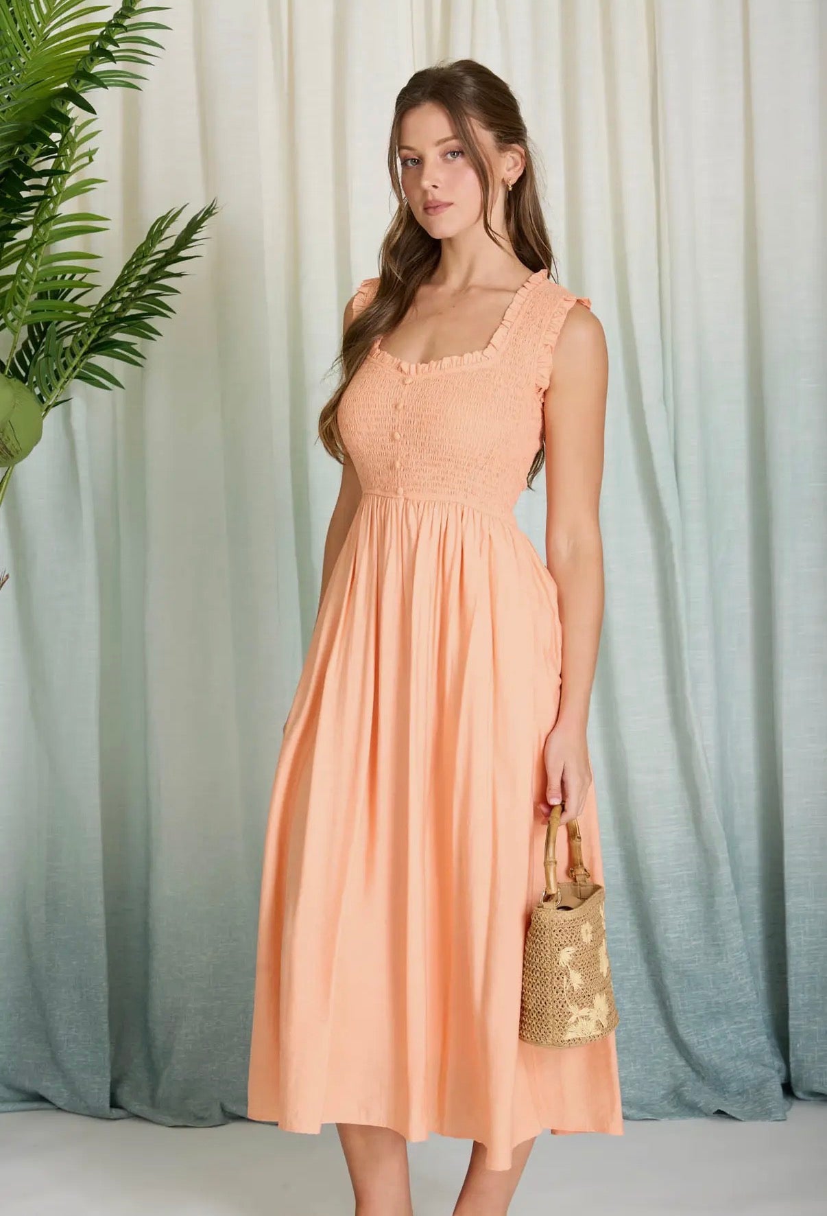 Smocked Top Midi Dress
