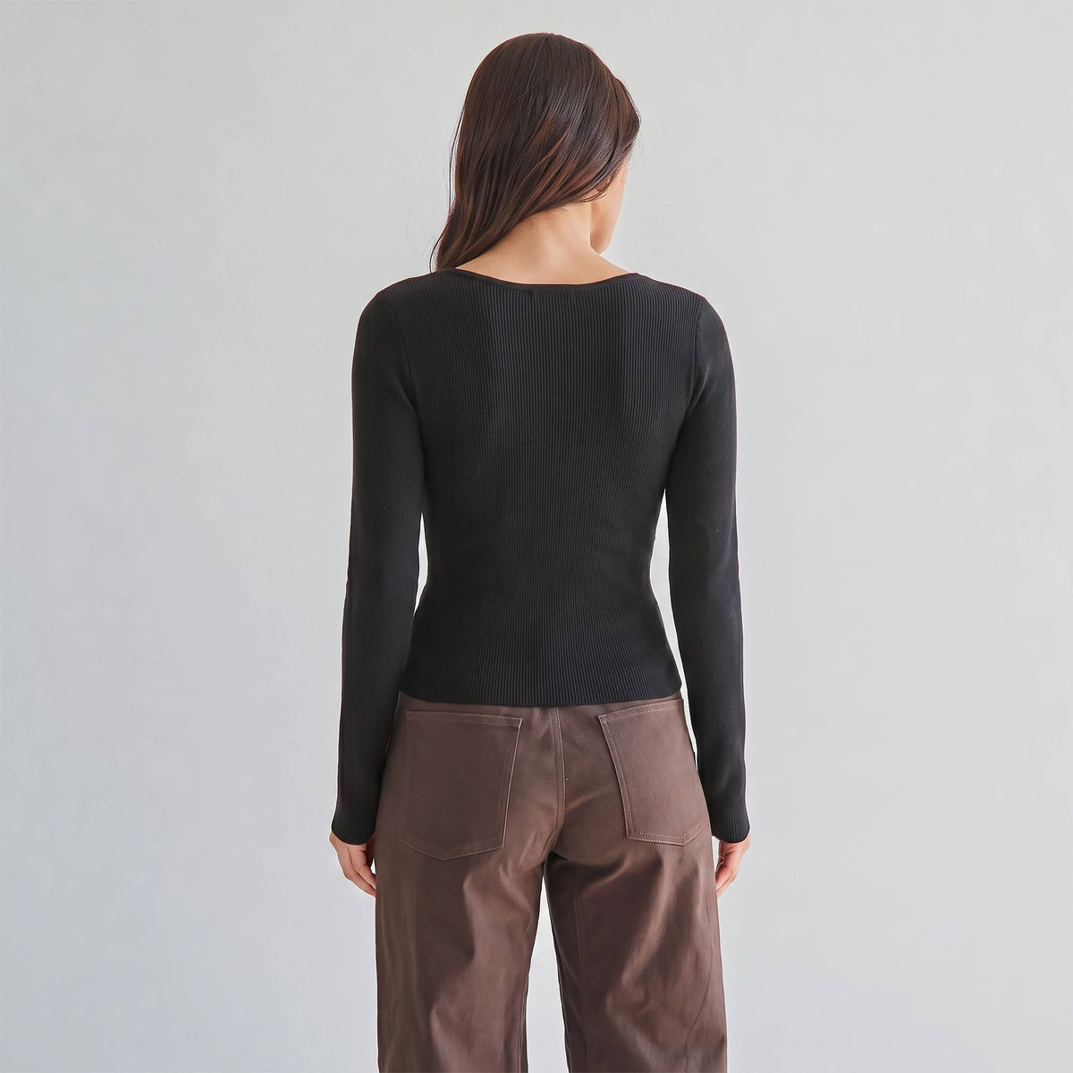 Pleated Split Knit Top