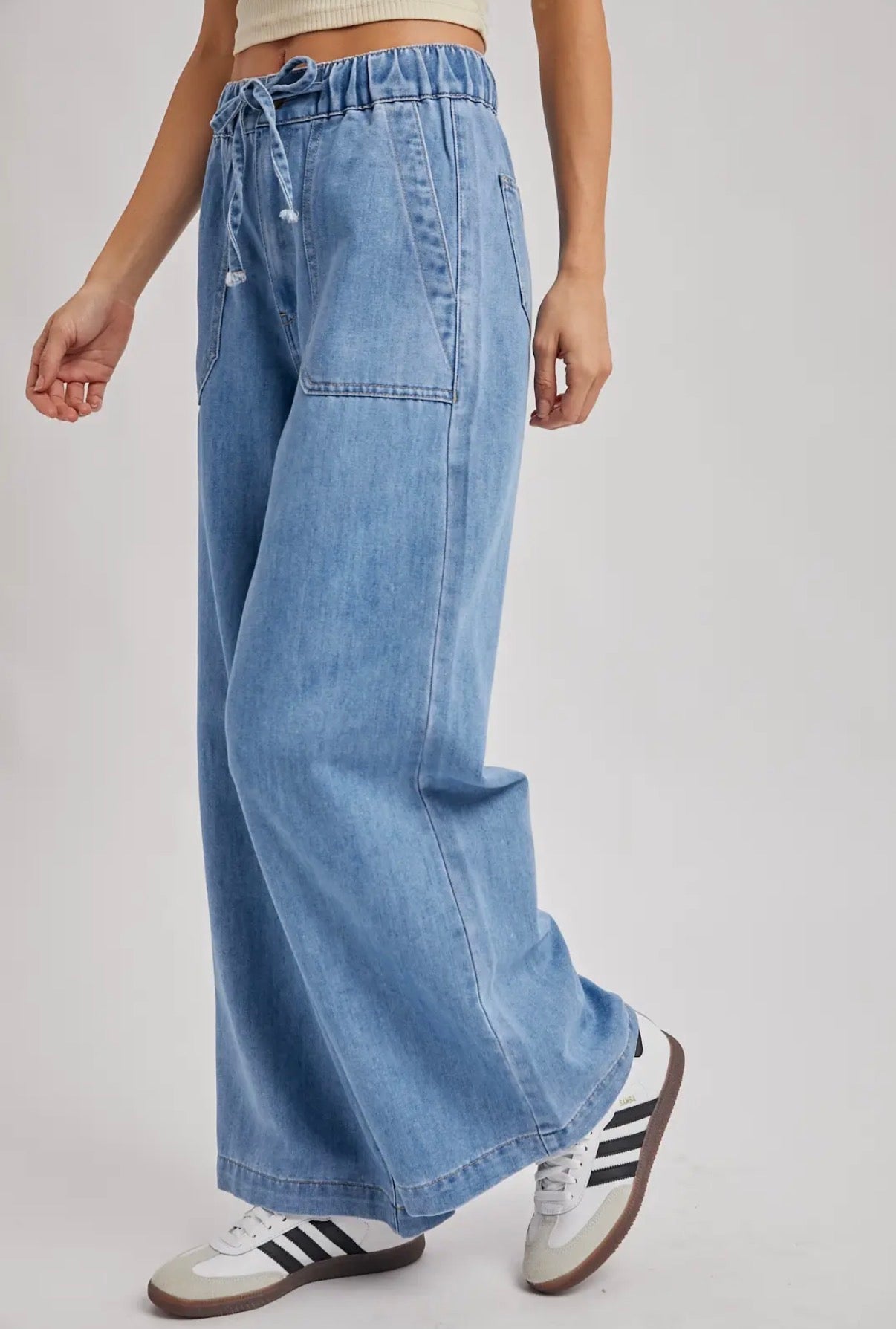 Paper Bag Wide Leg Jeans