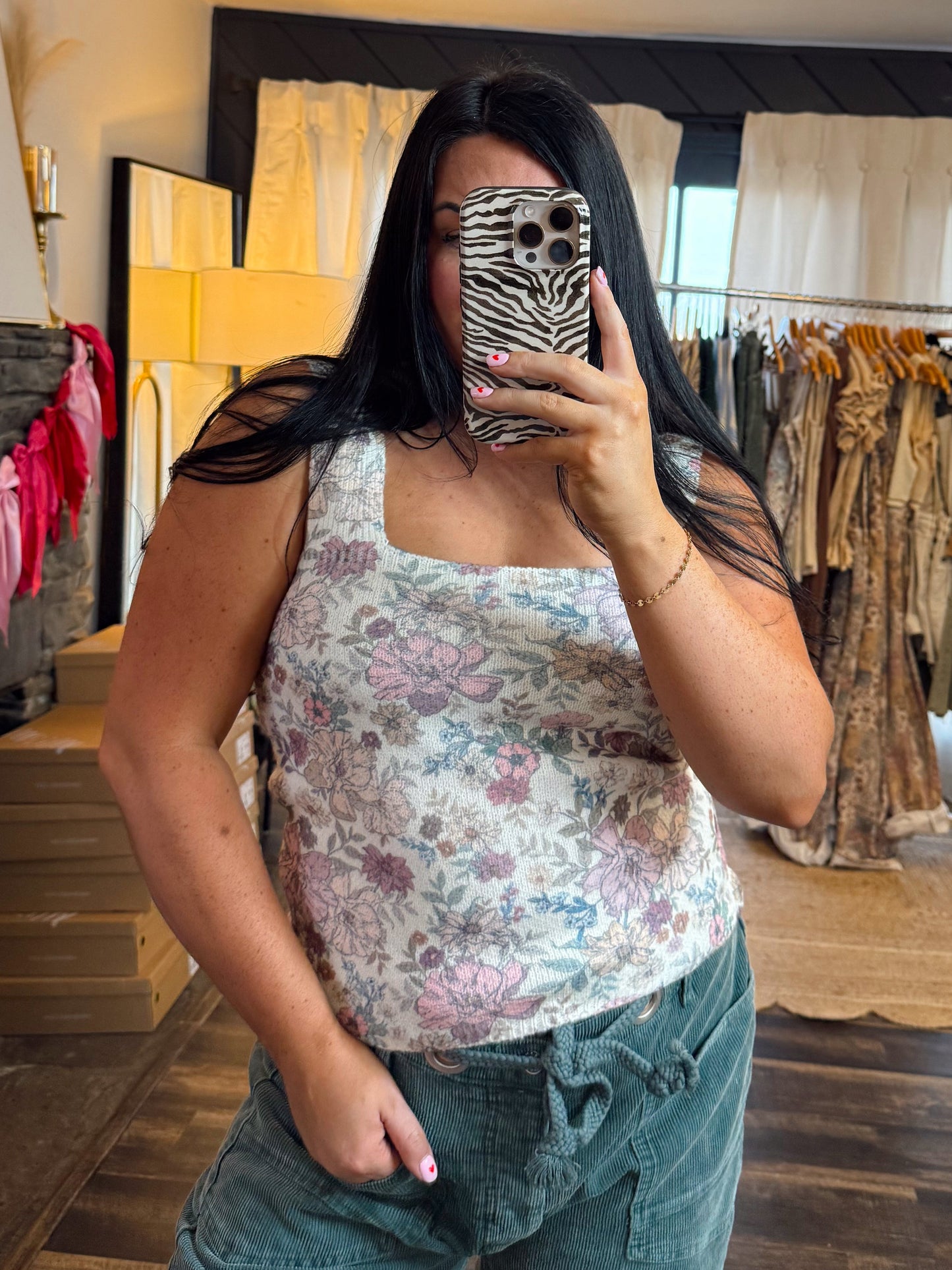 Floral Square Neck Top