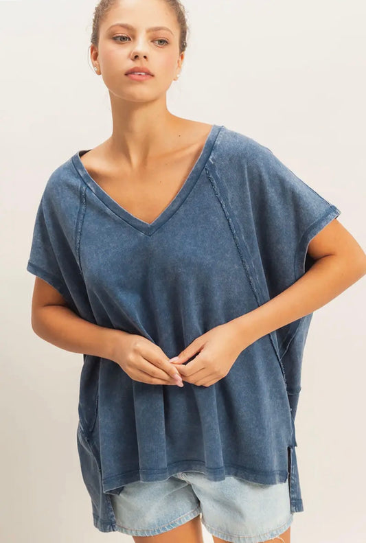 Oversized V Neck T Shirt