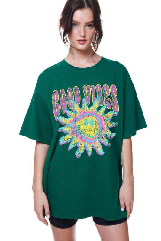 Good Vibes Sunshine Oversized Graphic Top