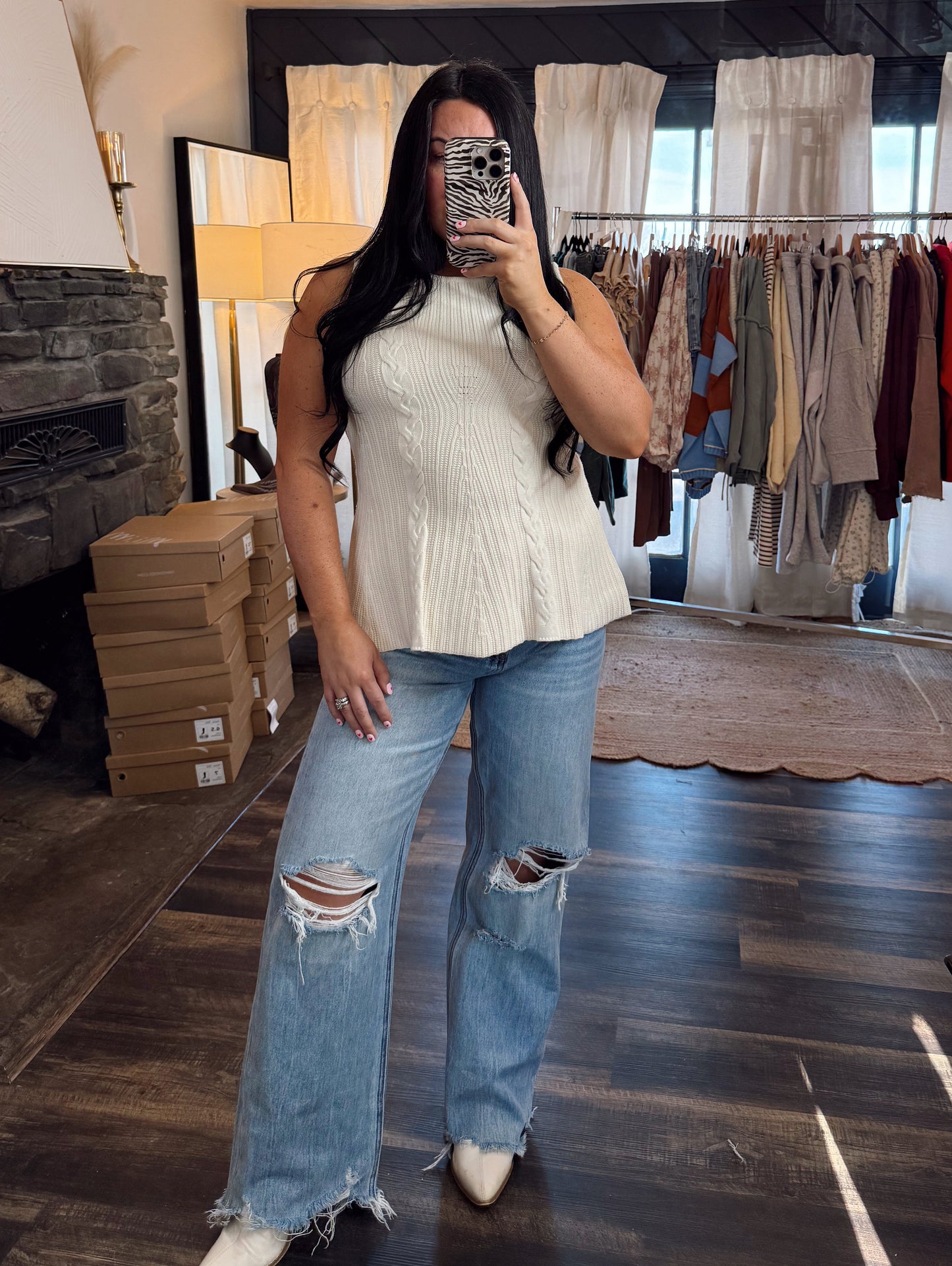 Cable Knit Peplum Top