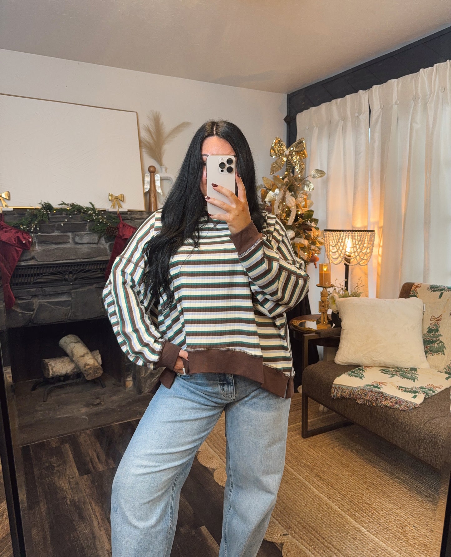 Multi-Stripe Contrast Knit Top