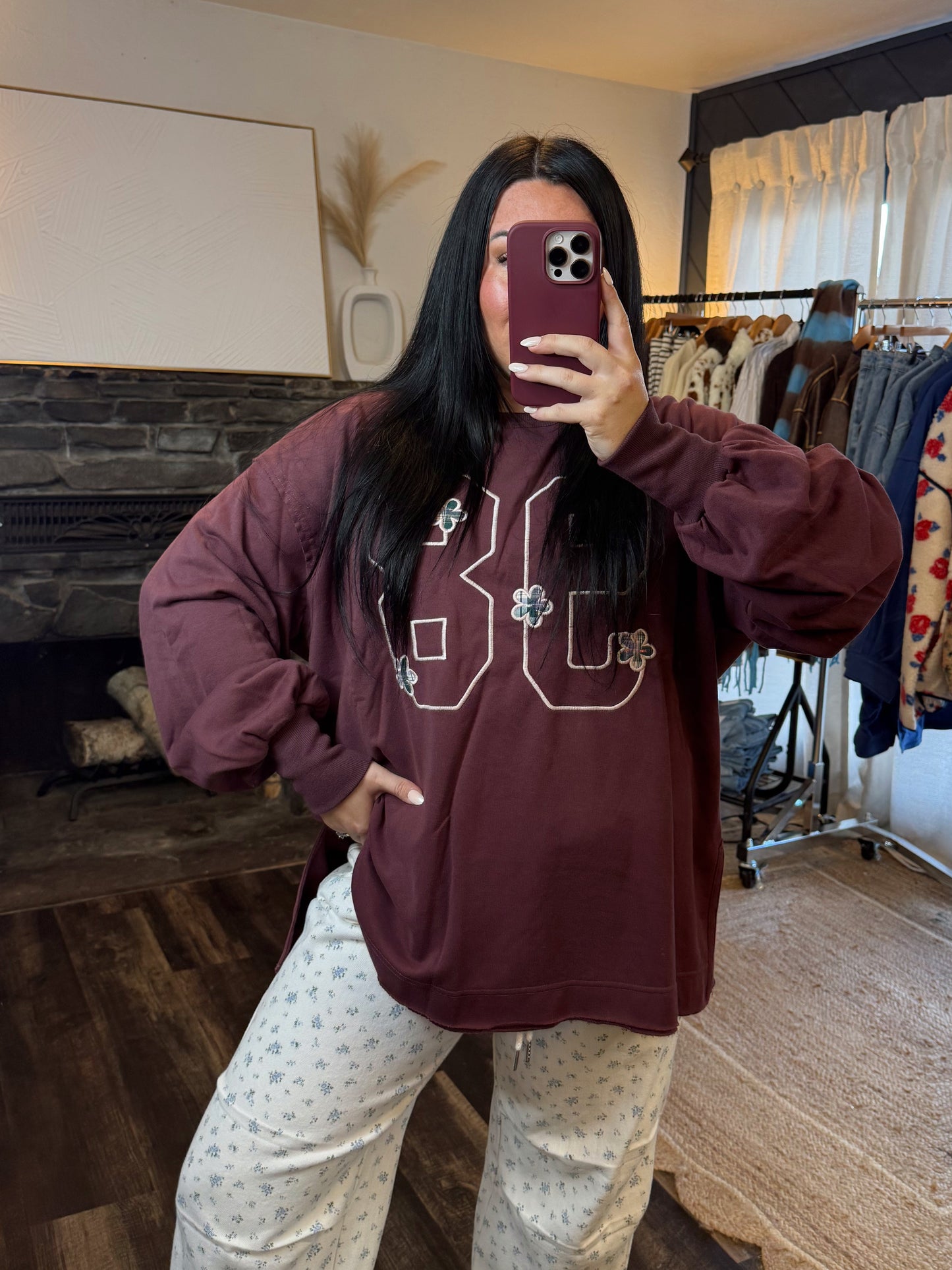 Oversized Embroidered Jersey Pullover