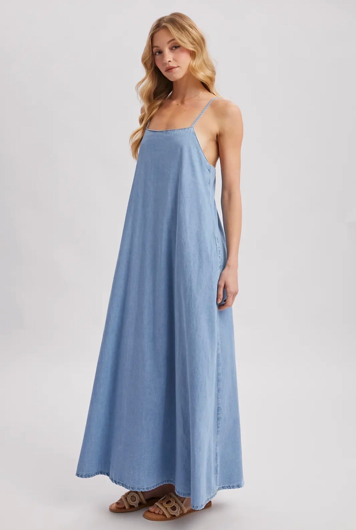 Denim Open Back Maxi