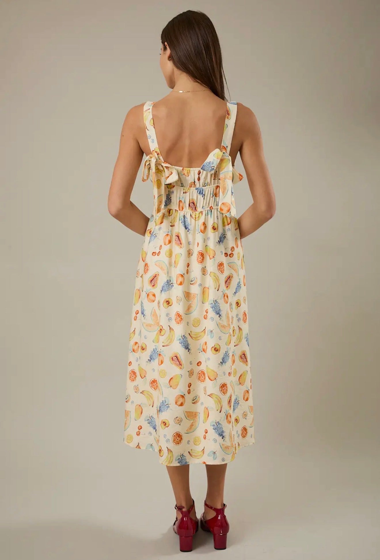 Fruit Print Midi Dress