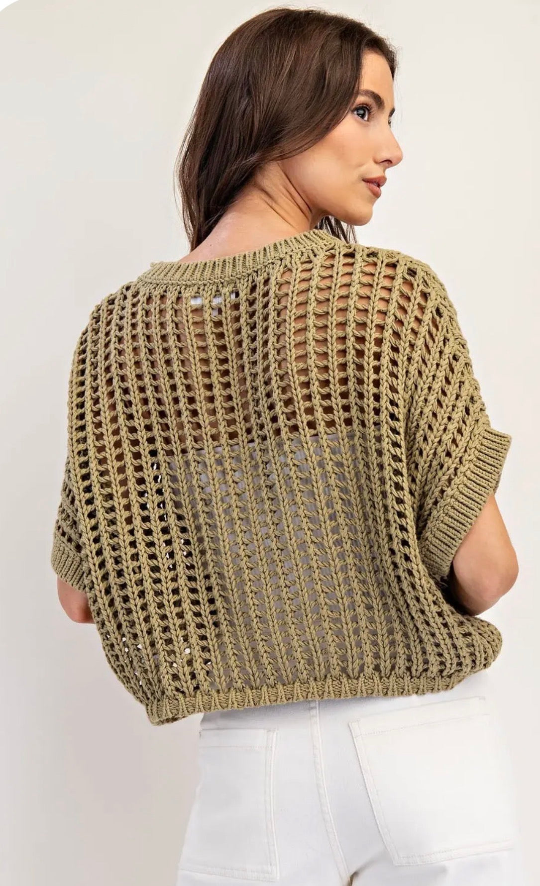 Crochet Knit Short Sleeve Top
