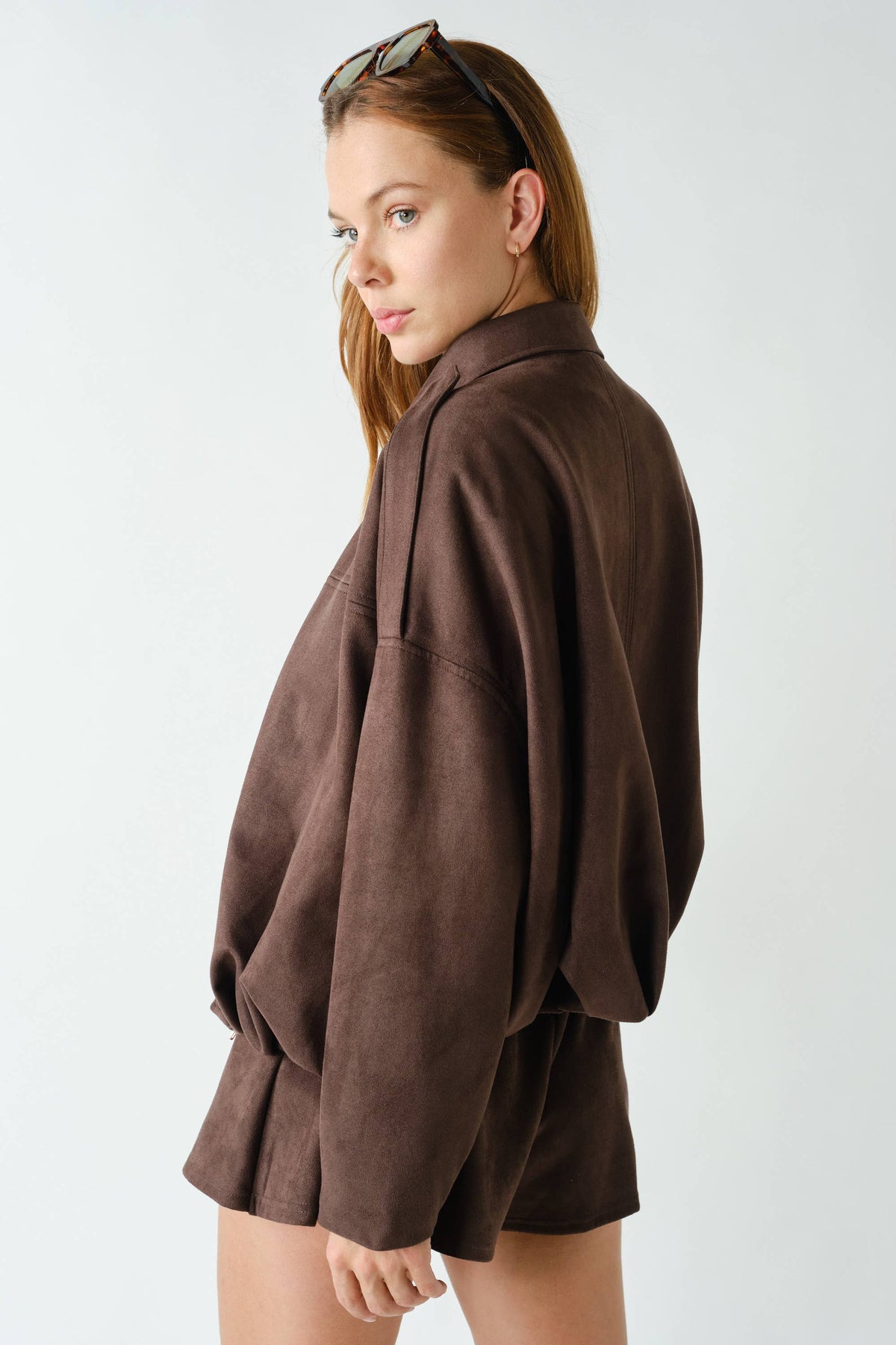 MOJAVE SUEDE-FINISH ZIP-FRONT JACKET