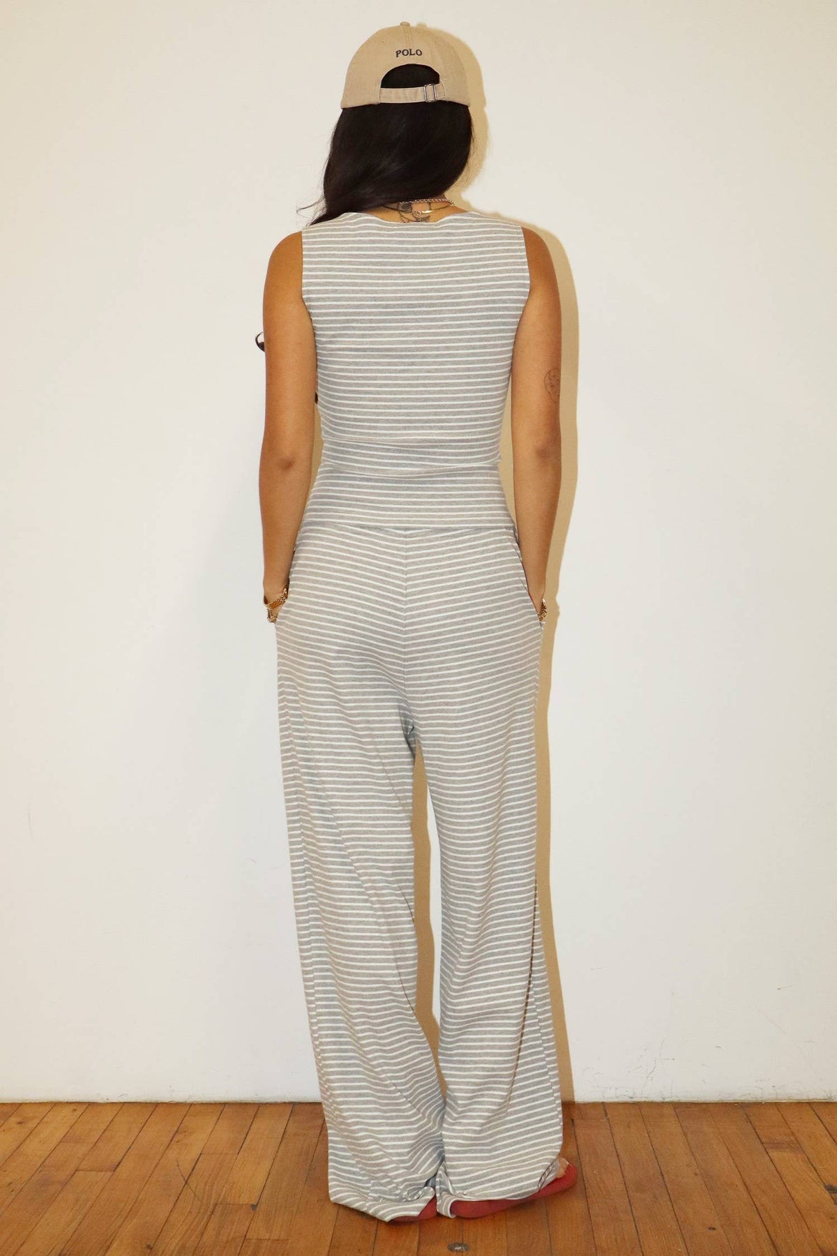 Striped Drawstring Wide Leg Pants