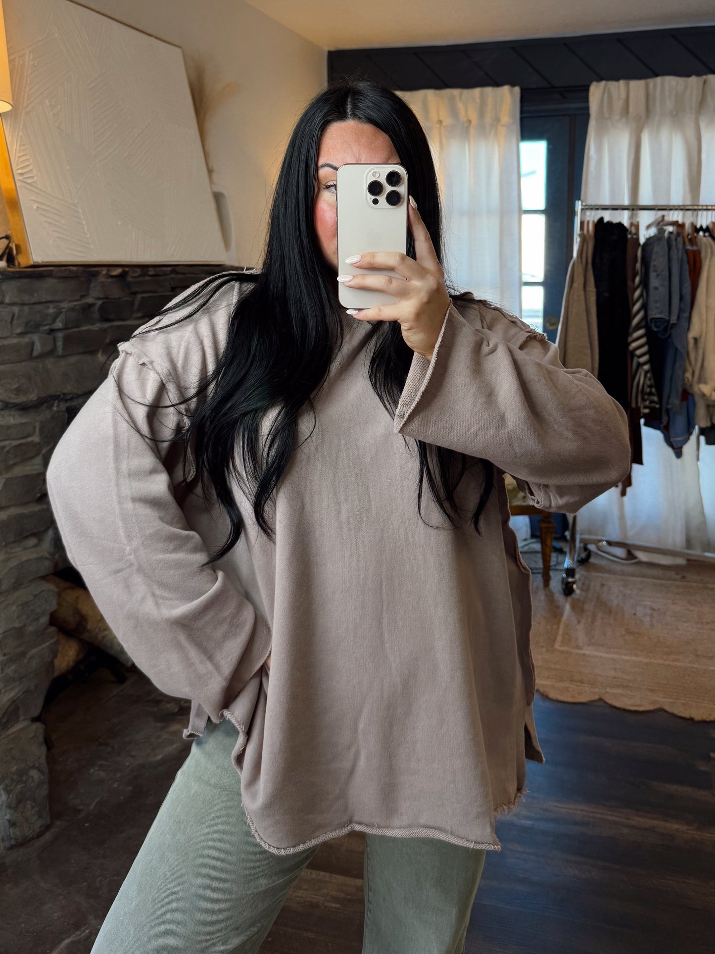 Oversized Raw Edge Pullover