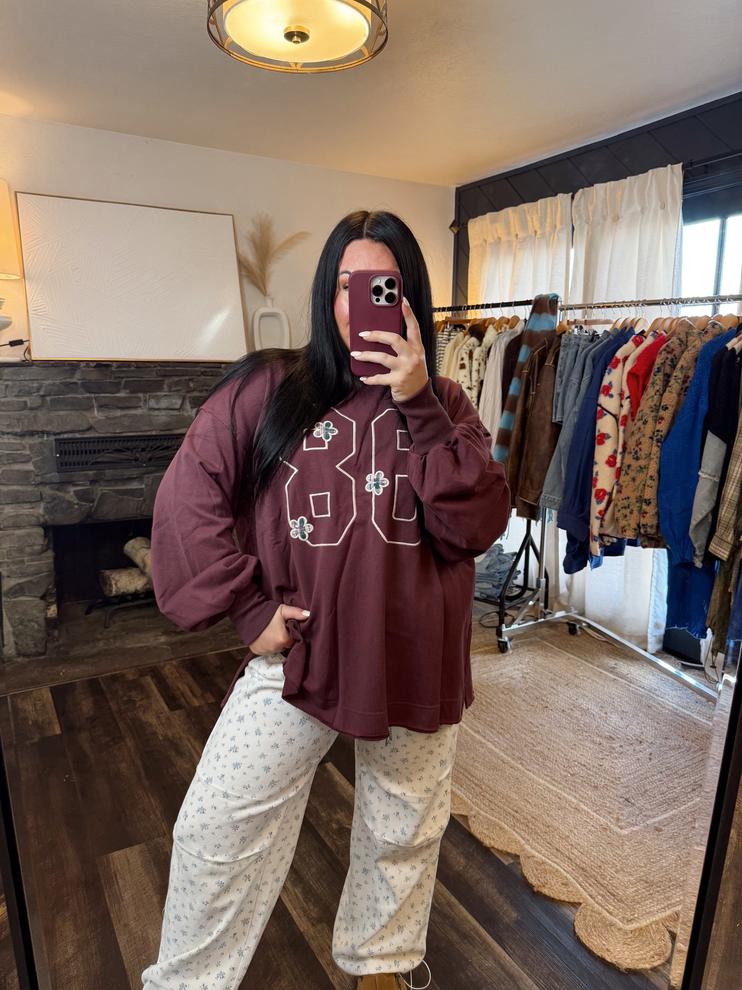 Oversized Embroidered Jersey Pullover