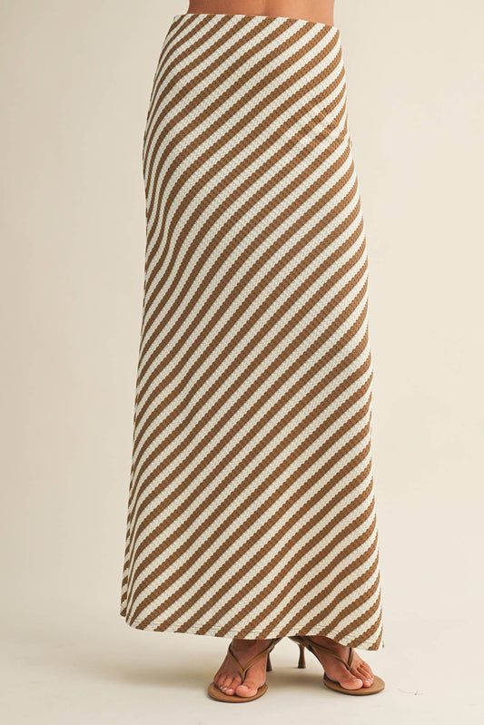 Diagonal Stripe Textured Knit Skirt