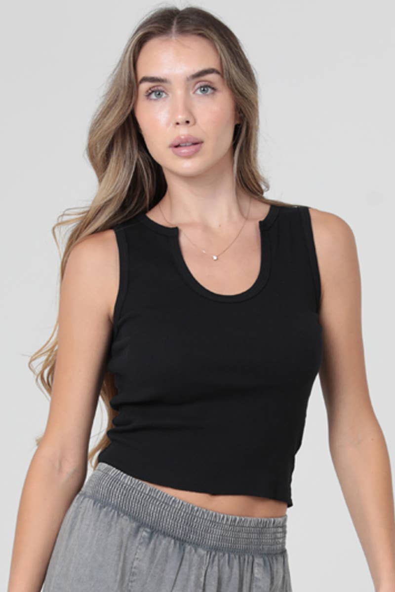 COTTON RIB KNIT U NECK TANK TOP