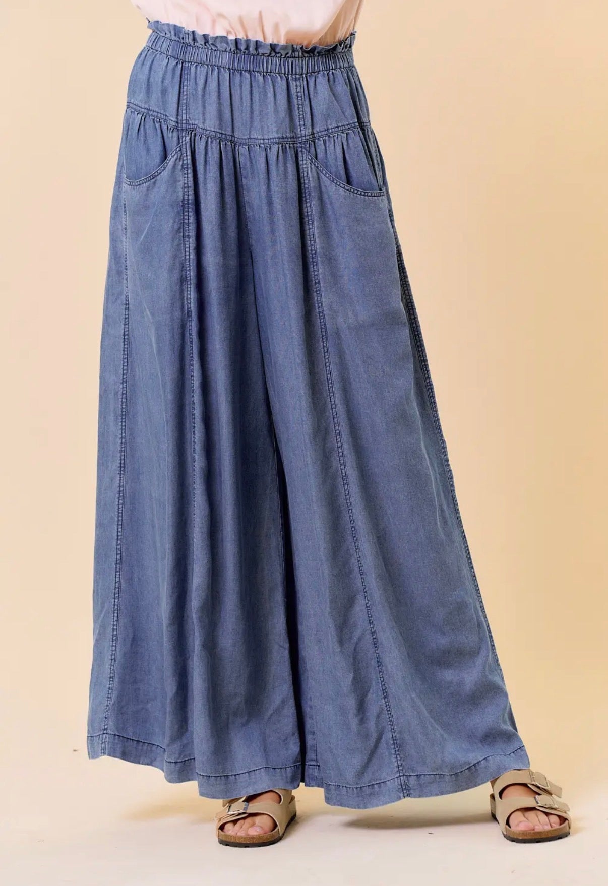 Wide Leg Flowy Denim Pants