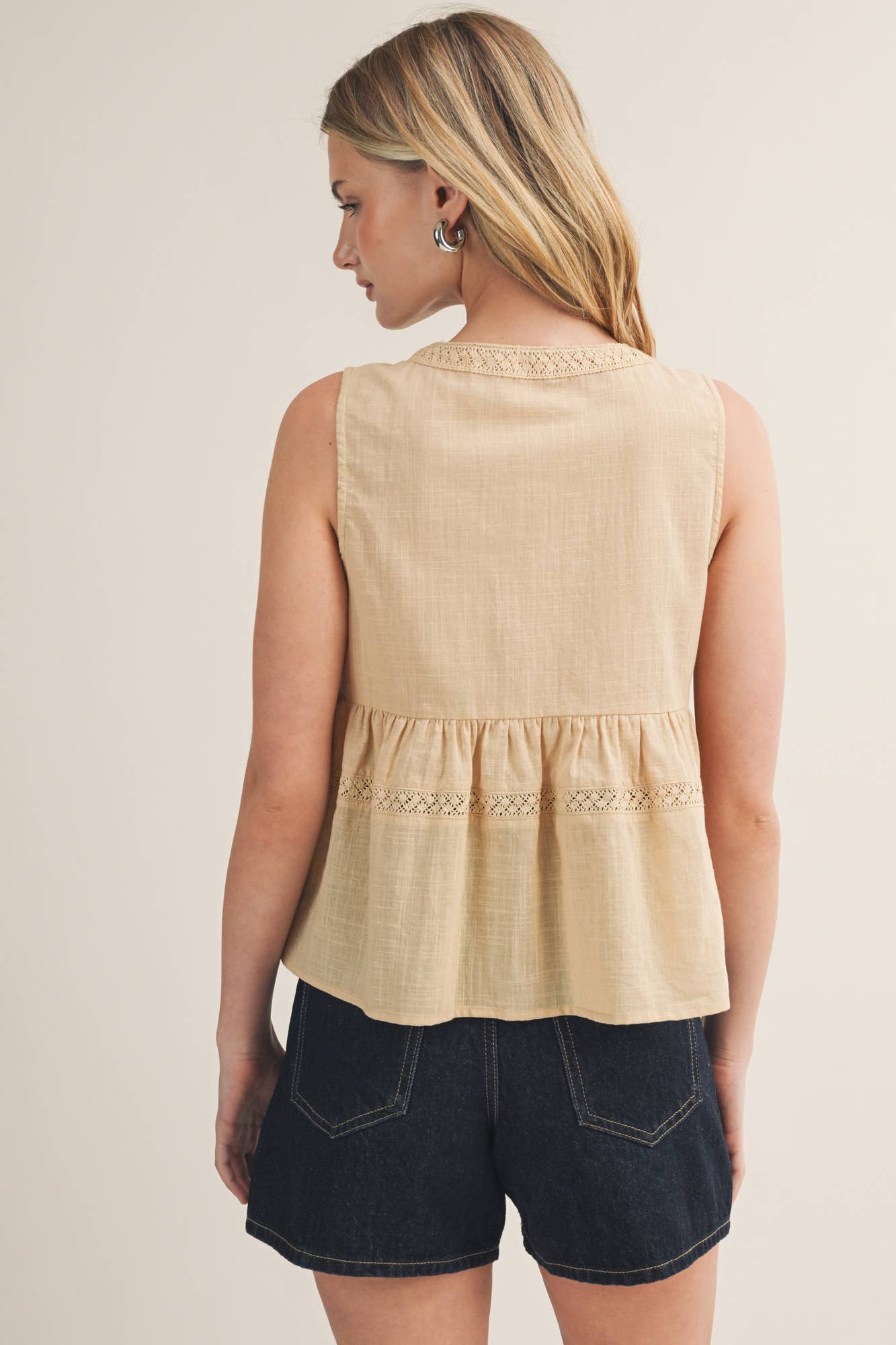 Embroidered Floral Tie-Front Peplum Vest